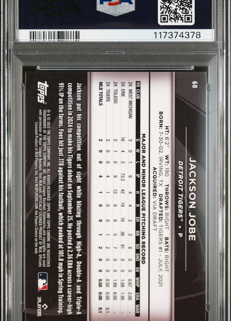 2025 Topps Chrome Black Jackson Jobe #60 PSA 10