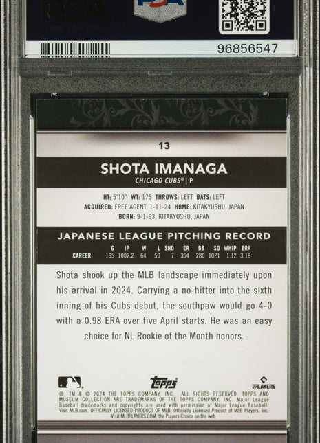 2024 Topps Museum Collection Shota Imanaga #13 PSA 9