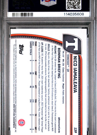 2024 Bowman University Chrome Sapphire Nico Iamaleava Gold Refractor #139 PSA 10