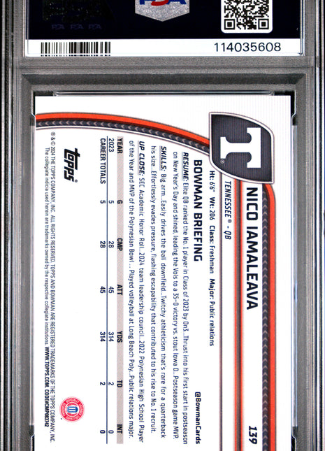 2024 Bowman University Chrome Sapphire Nico Iamaleava Gold Refractor #139 PSA 10