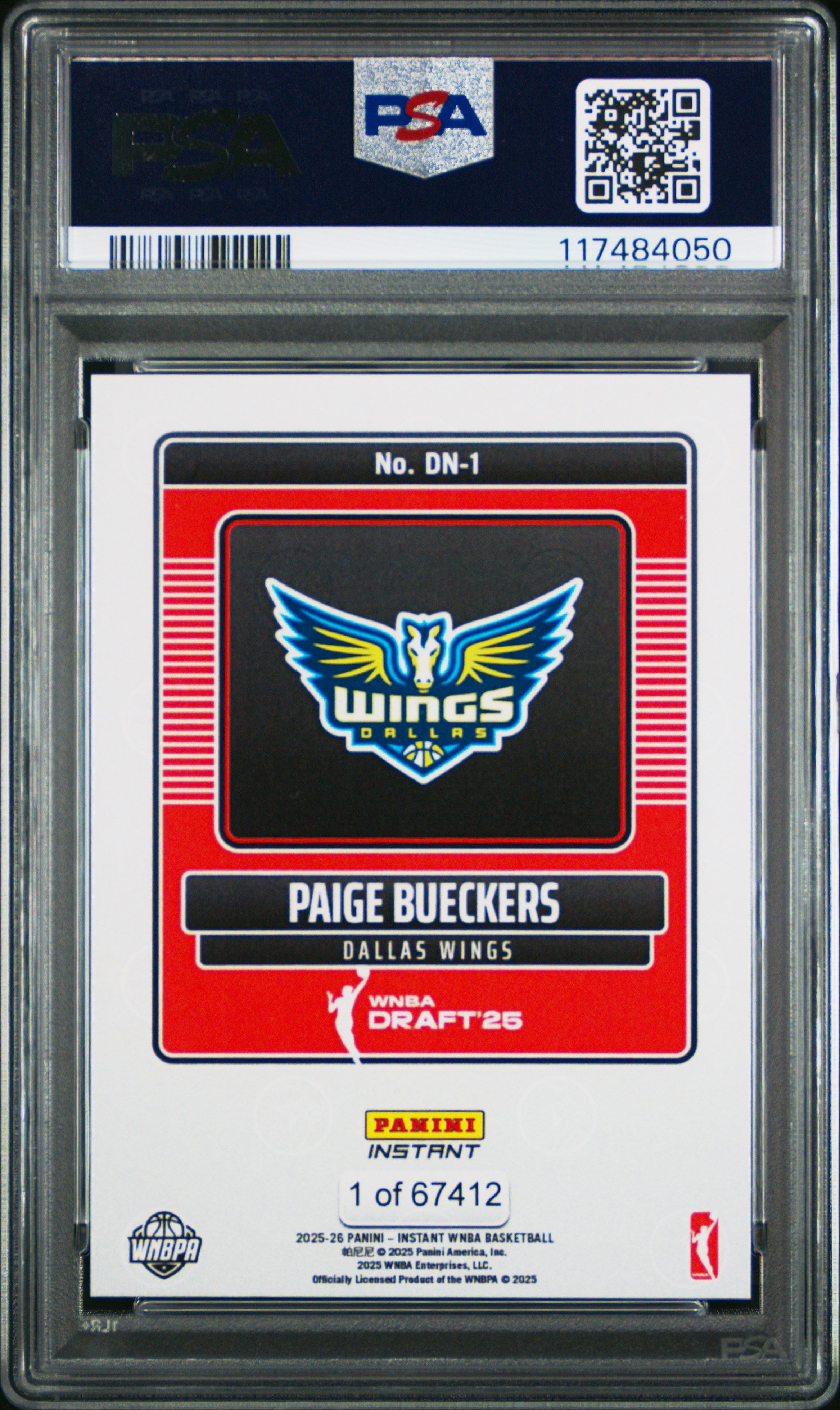 2025 Panini Instant WNBA Draft Night Paige Bueckers #DN1 PSA 9