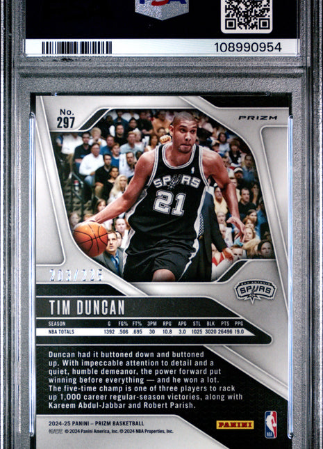 2024 Panini Prizm Tim Duncan Basketball #297 PSA 9
