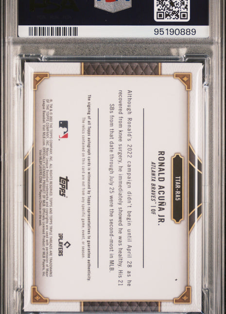 2022 Topps Triple Threads Auto Relics Ronald Acuna JR. Auto Relics /27 PSA 10