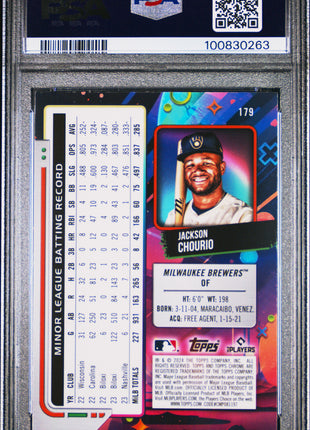 2024 Topps Chrome Cosmic Jackson Chourio Rookie PSA 9 2024 Topps Chrome Cosmic Jackson Chourio #179 PSA 9