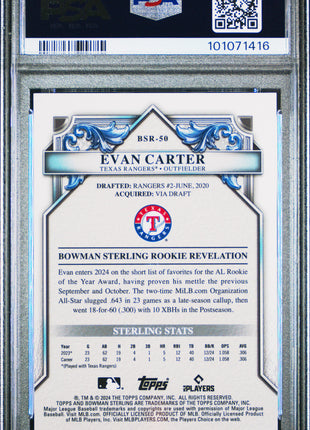 2024 Bowman Sterling Rookies Evan Carter Black Lava #BSR50 PSA 9
