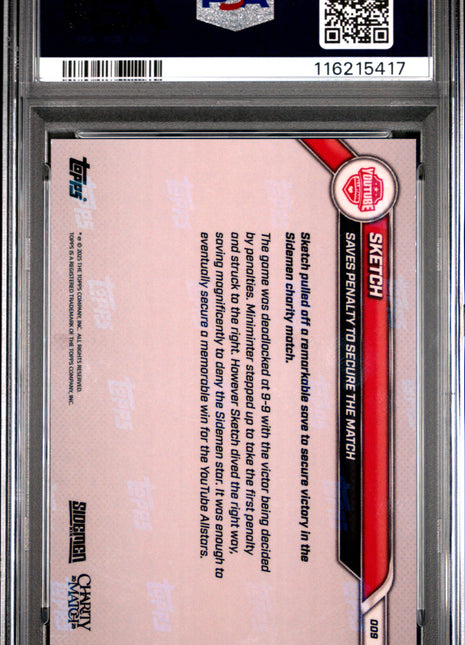 2025 Topps Now Sidemen Charity Match Sketch Gold #009 PSA 9