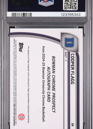 2024 Bowman Chrome University Cooper Flagg Au Black & Gold Stealth Ref #16 PSA 10