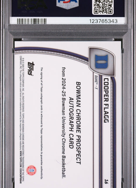 2024 Bowman Chrome University Cooper Flagg Au Black & Gold Stealth Ref #16 PSA 10