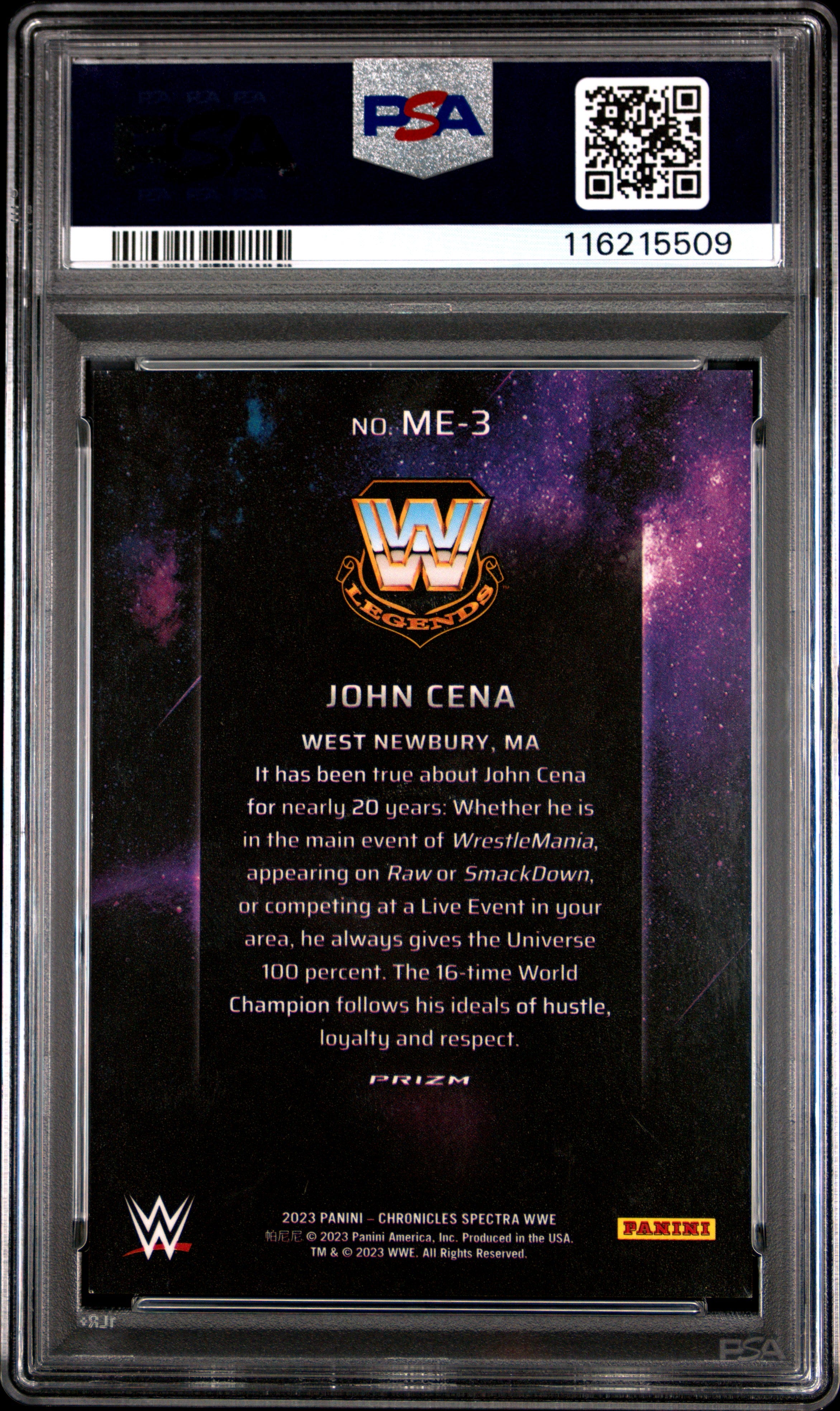 2023 Panini Chronicles WWE Main Event John Cena #ME3 PSA 9