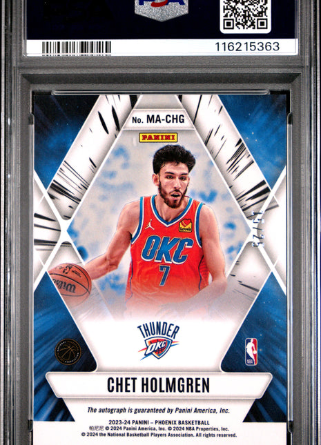 2023 Panini Phoenix Mythical Autographs Chet Holmgren Red Intl #MACHG PSA 9