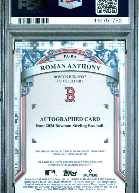 2024 Bowman Sterling Prospect Autographs Roman Anthony #PARA PSA 10