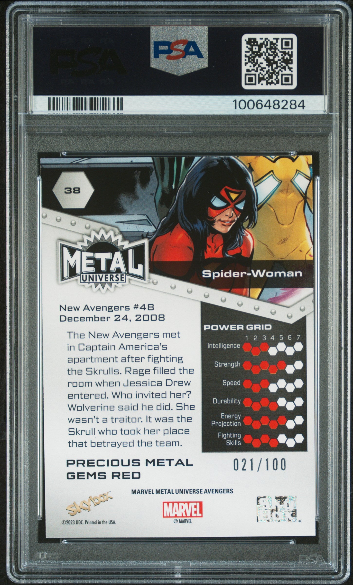 2024 Skybox Metal Universe Avengers Spider-Woman #38 PSA 9