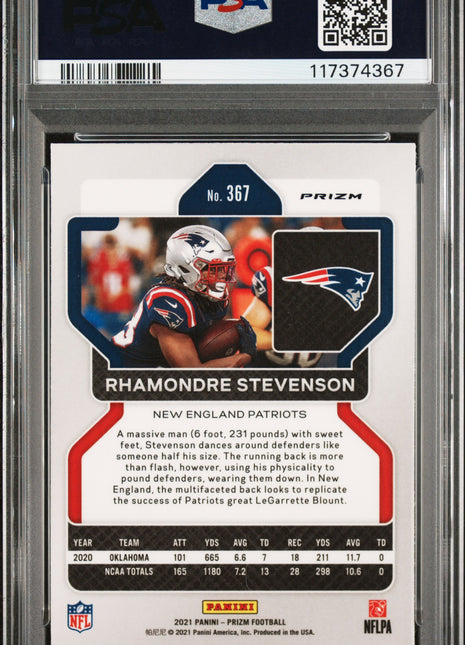 2021 Panini Prizm Rhamondre Stevenson Snakeskin #367 PSA 10
