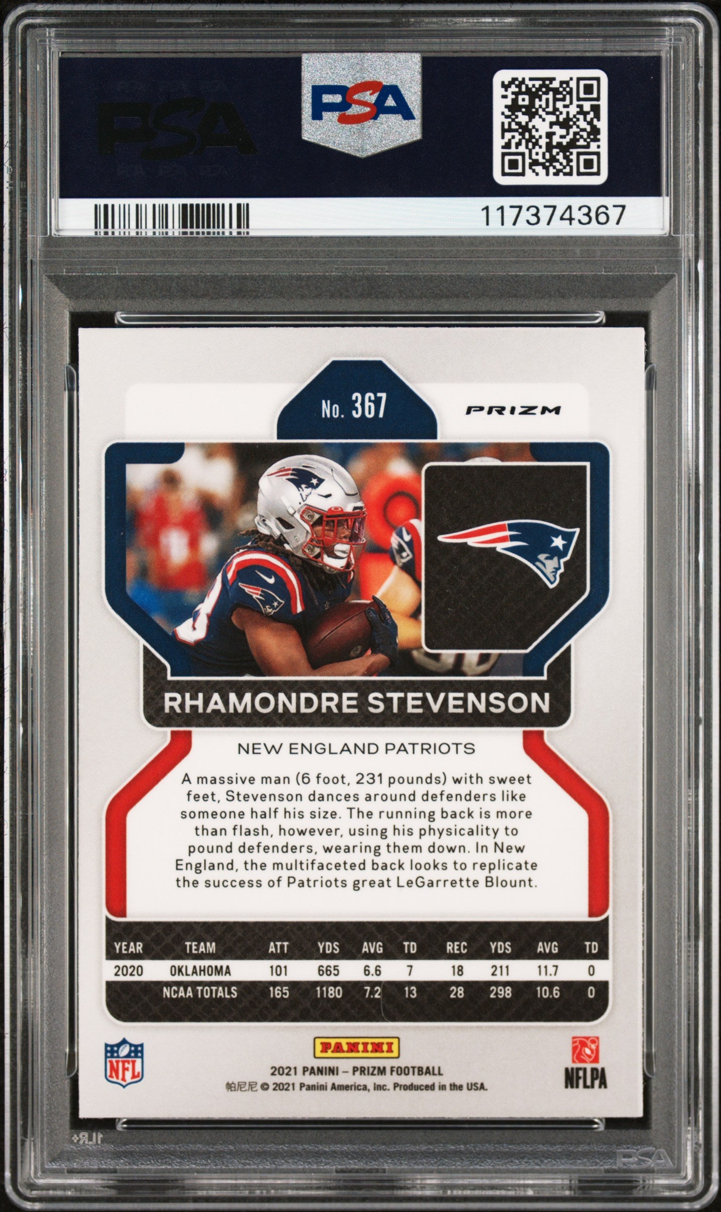 2021 Panini Prizm Rhamondre Stevenson Snakeskin #367 PSA 10