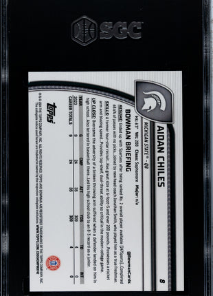 2024 Bowman U Chrome Aidan Chiles Purple Mini Dmnd. Refractor #8 SGC 10