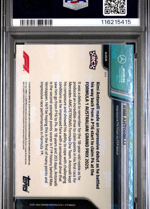 2025 Topps Now Formula 1 Kimi Antonelli #14 PSA 9