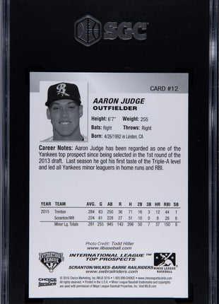 2016 Choice Marketing Aaron Judge International League Top Prospects #12 SGC 9