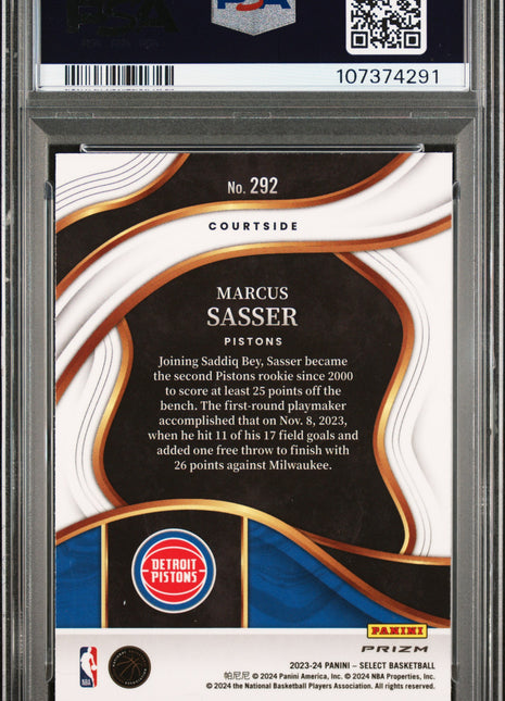 2023 Panini Select Marcus Sasser Elephant Prizm #292 PSA 8