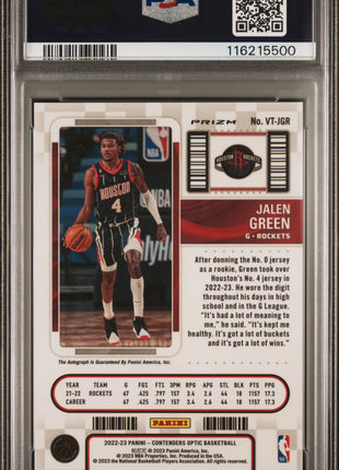 2022 Panini Contenders Optic Veteran Ticket Autographs Jalen Green #VTJGR PSA 9