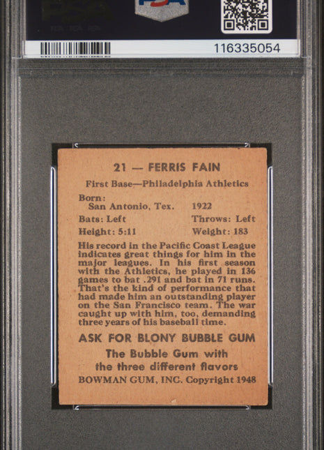 1948 Bowman Ferris Fain #21 PSA 6