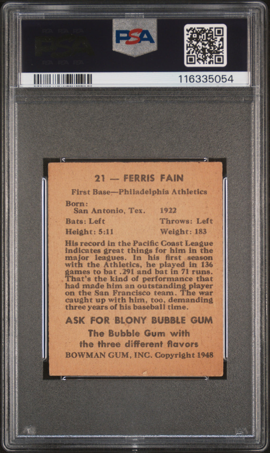 1948 Bowman Ferris Fain #21 PSA 6