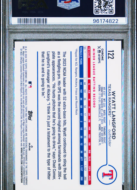 2024 Topps Chrome Wyatt Langford #122 PSA 10