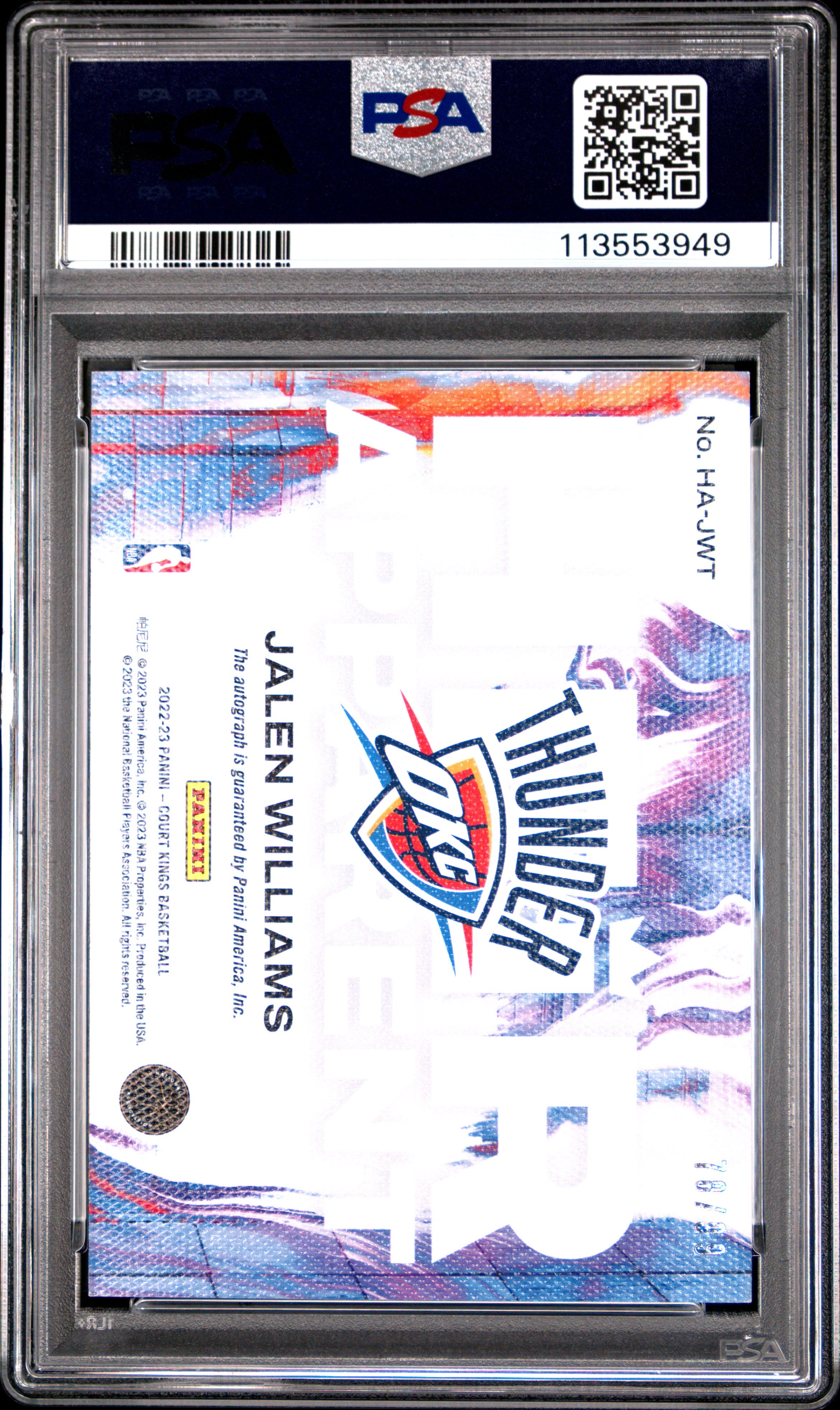 2022 Panini Court Kings Heir Apparent Autographs Jalen Williams Ruby #HA-JWT PSA 9