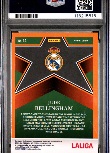 2023-24 Panini Select La Liga Select Stars Jude Bellingham Peacock #14 PSA 9