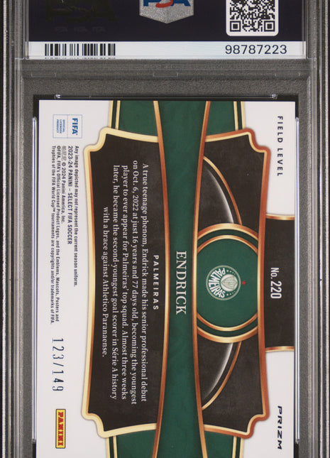 2023-24 Panini Select FIFA Endrick Red Wave #220 PSA 9
