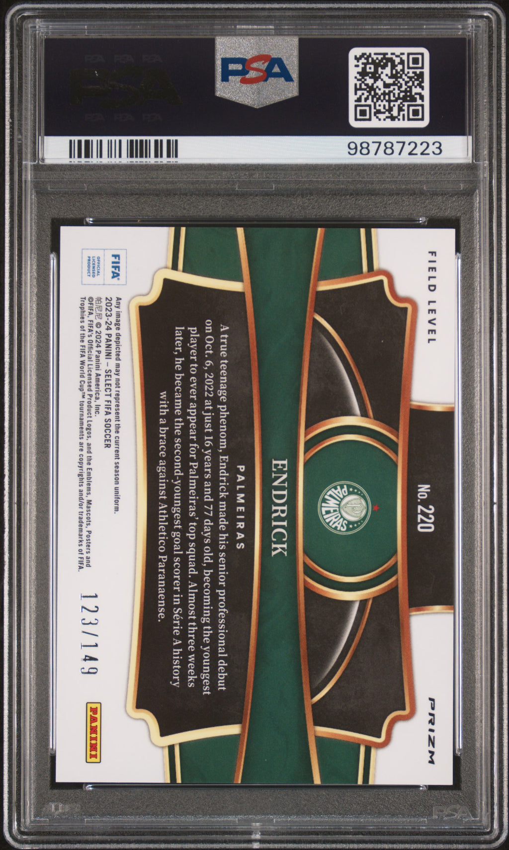 2023-24 Panini Select FIFA Endrick Red Wave #220 PSA 9
