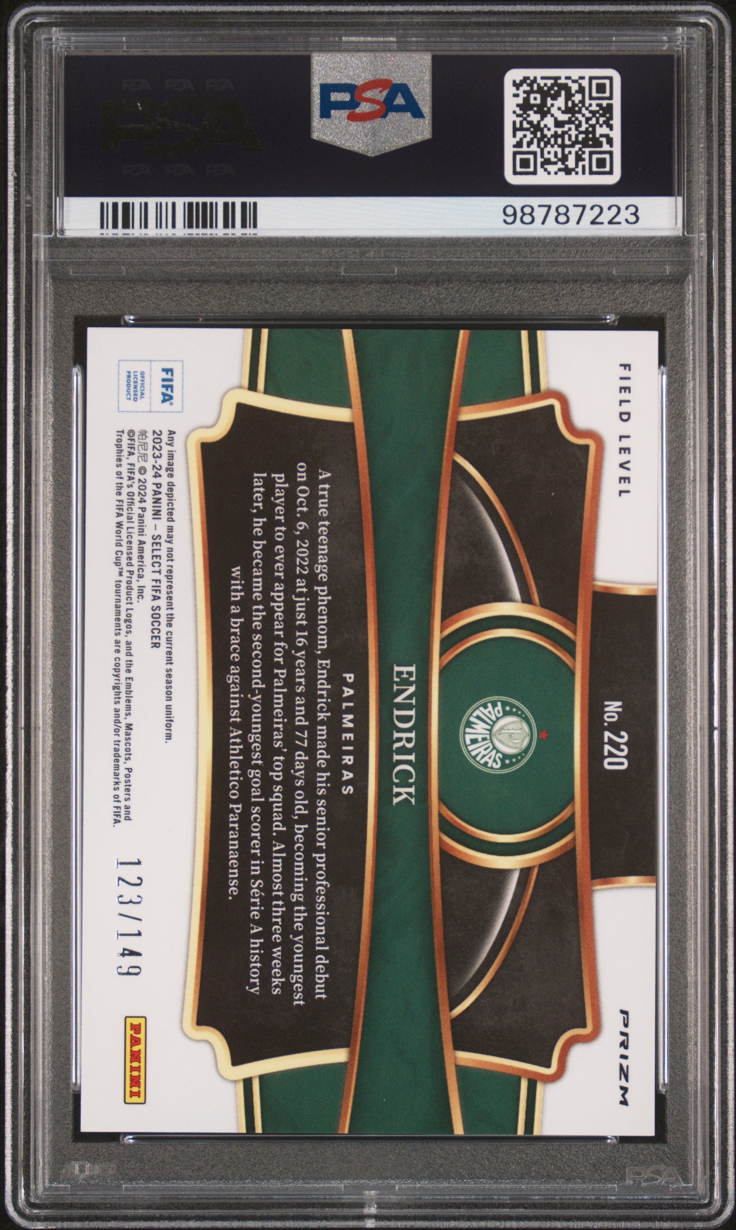2023-24 Panini Select FIFA Endrick Red Wave #220 PSA 9