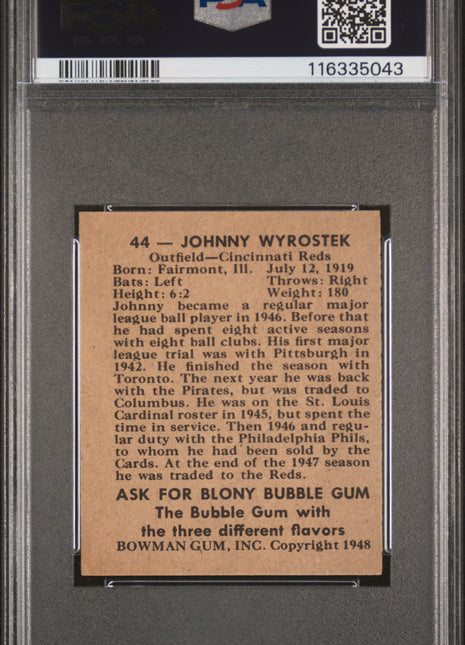 1948 Bowman Johnny Wyrostek #44 PSA 6