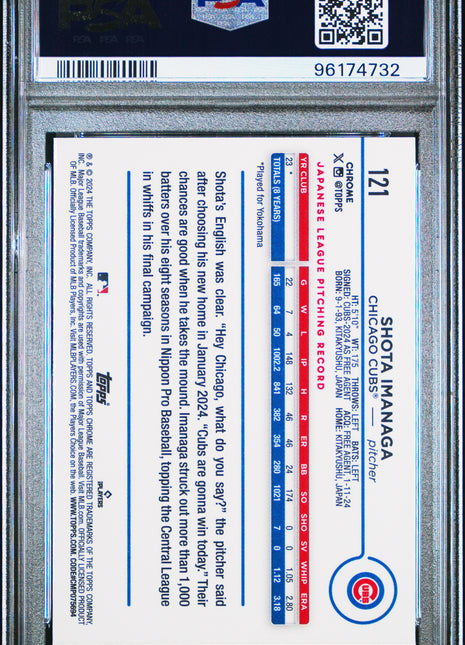 2024 Topps Chrome Shota Imanaga #121 PSA 10