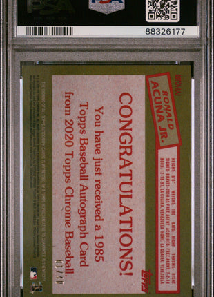 2020 Topps Chrome 1985 Topps Ronald Acuna JR. '85 Autograph #85TCARAJ PSA 9