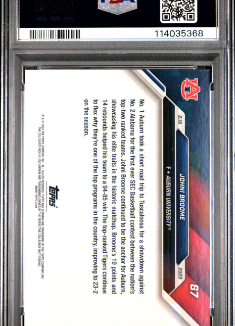 2024-25 Bowman U Now Johni Broome Purple #67 PSA 10