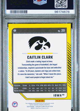 2024 Panini Caitlin Clark Collection Donruss Caitlin Clark #20 PSA 9