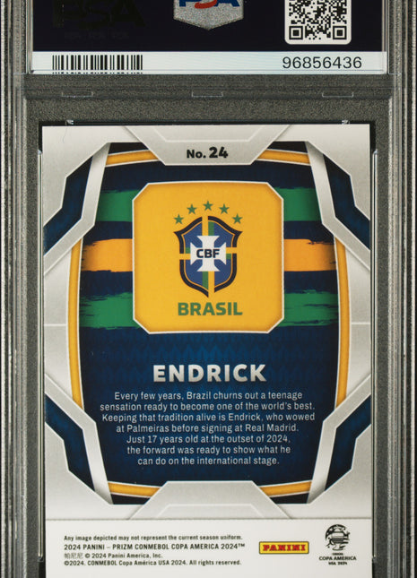 2024 Panini Prizm Conmebol Copa America Endrick #24 PSA 10