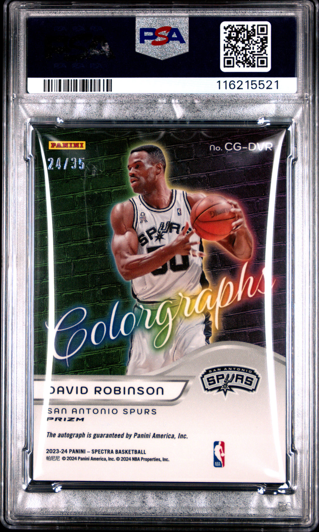 2023 Panini Spectra Colorgraphs Autographs David Robinson Astral #CGDVR PSA 8