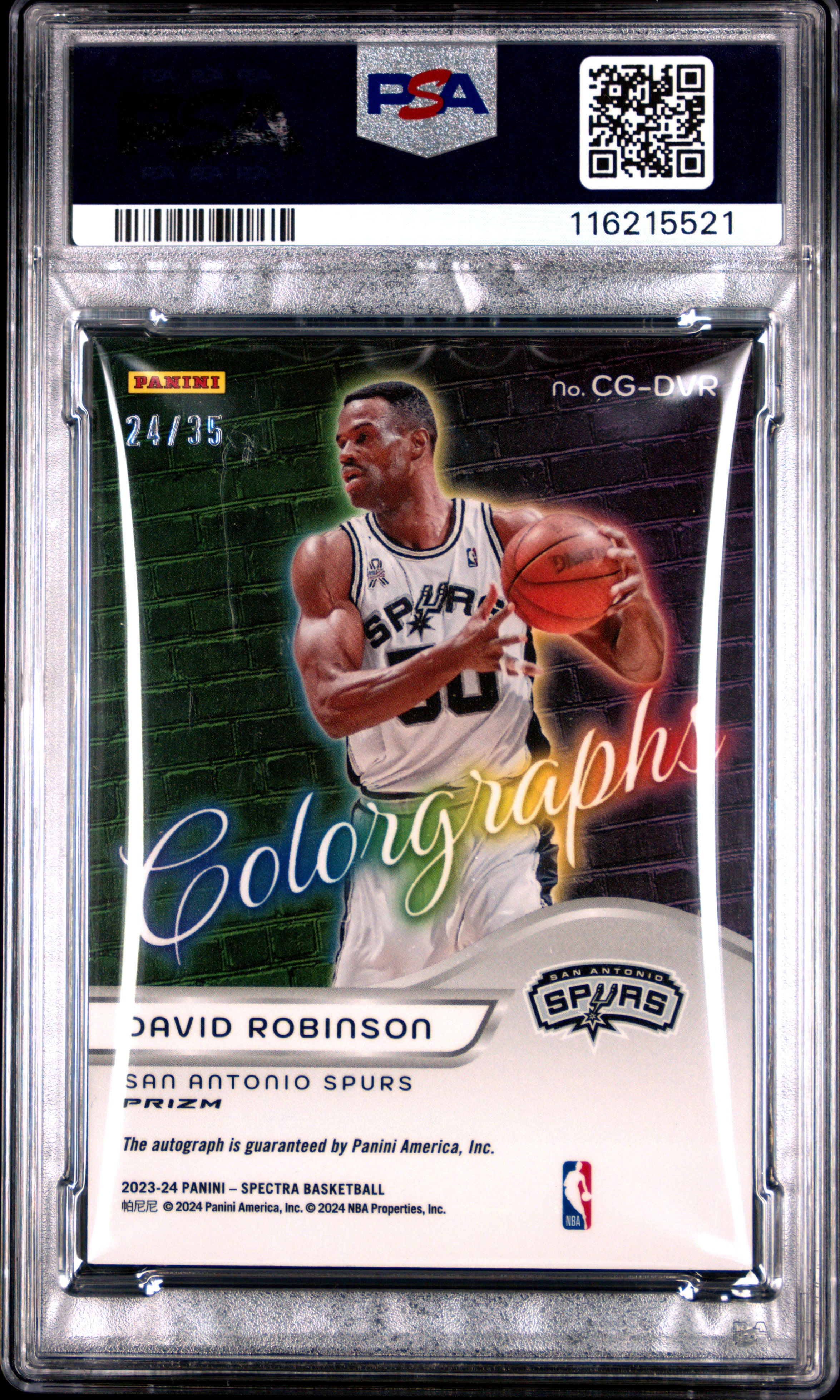 2023 Panini Spectra Colorgraphs Autographs David Robinson Astral #CGDVR PSA 8