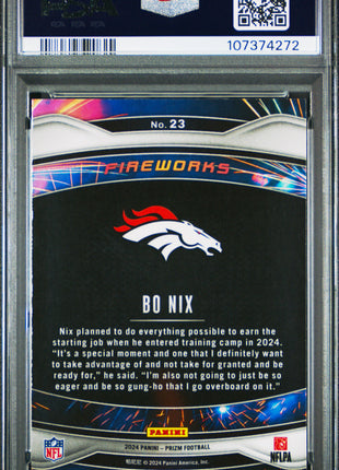2024 Panini Prizm Fireworks Bo Nix #23 PSA 10