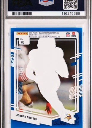 2023 Panini Clearly Donruss Jordan Addison Autograph Blue #70 59/99 PSA 10
