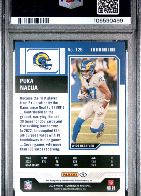 2023 Panini Contenders Puka Nacua Variation Autograph #125 PSA 10