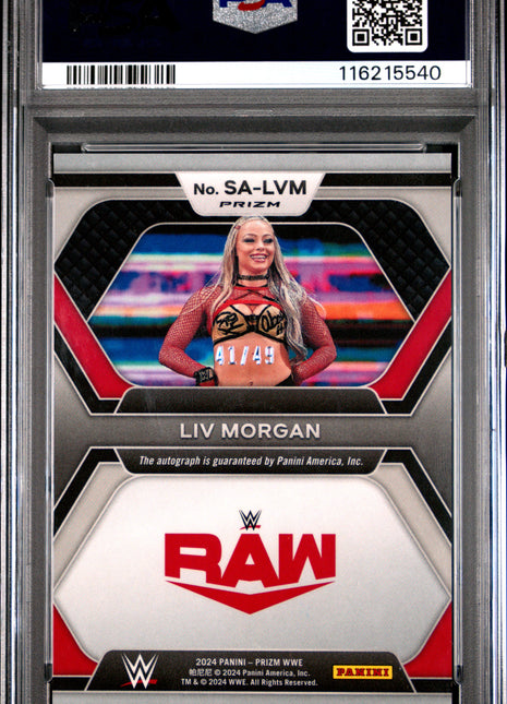 2024 Panini Prizm WWE Superstar Autographs LIV Morgan Blue #SALVM PSA 9
