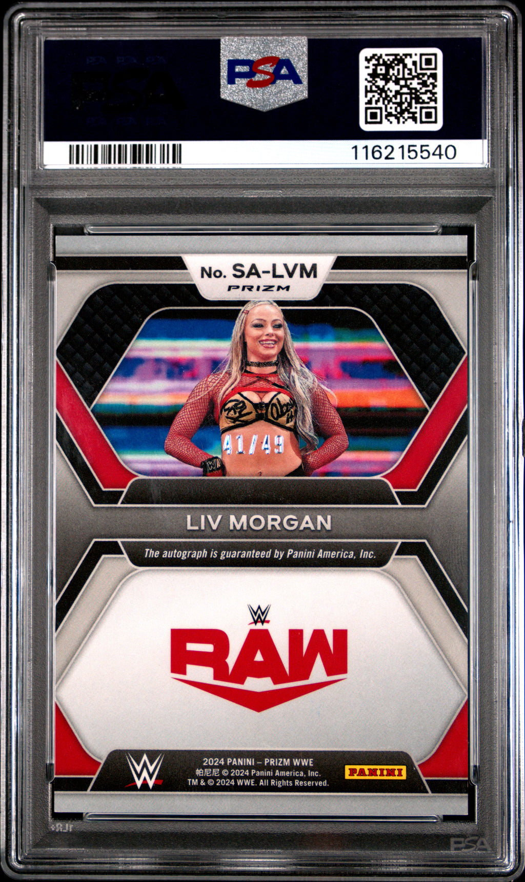2024 Panini Prizm WWE Superstar Autographs LIV Morgan Blue #SALVM PSA 9