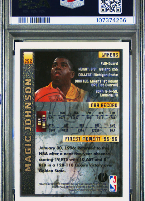 1995 Finest Magic Johnson Refractor W Coating #252 PSA 8