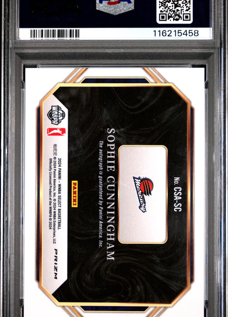 2024 Panini Select WNBA Courtside Action Signatures Sophie Cunningham #CSASC PSA 9