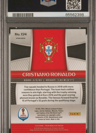 2018 Panini Prizm World Cup Cristiano Ronaldo Red Blue Wave #154 PSA 10