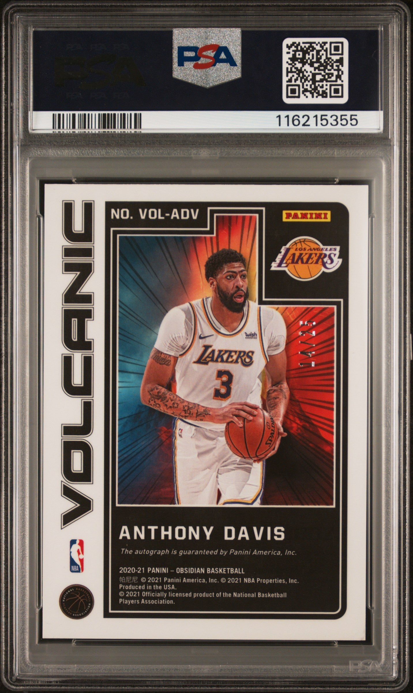 2020 Panini Obsidian Volcanic Signatures Anthony Davis Orange #ADV PSA 9