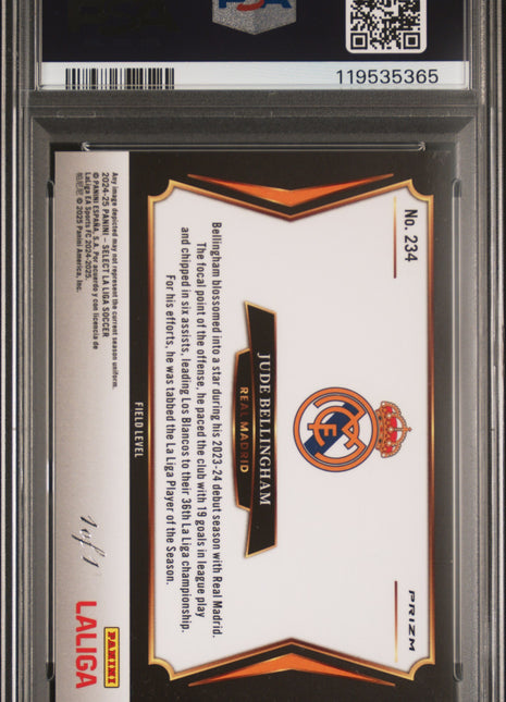 2024-25 Panini Select La Liga Jude Bellingham Black #234 1/1 PSA 9