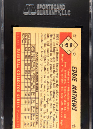1953 Bowman Color Eddie Mathews #97 SGC 4.5